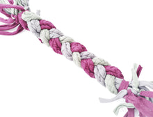 Load image into Gallery viewer, Large Stretchy Braided Dog Pull Toy - Pink &amp; Grey - by Jack's Natural Dog Products