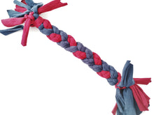 Load image into Gallery viewer, Medium Stretchy Braided Pull Dog Toy - Red &amp; Navy