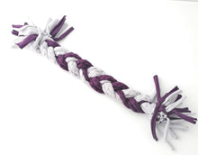 Load image into Gallery viewer, Large Stretchy Braided Pull Toy, Stretchy, Cotton - Purple &amp; Grey